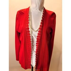 Red Sweater, Open Front Size Large, classic, NWT  (237)